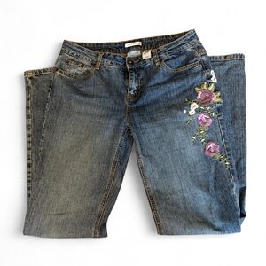 Embroidered Floral Blue Jeans